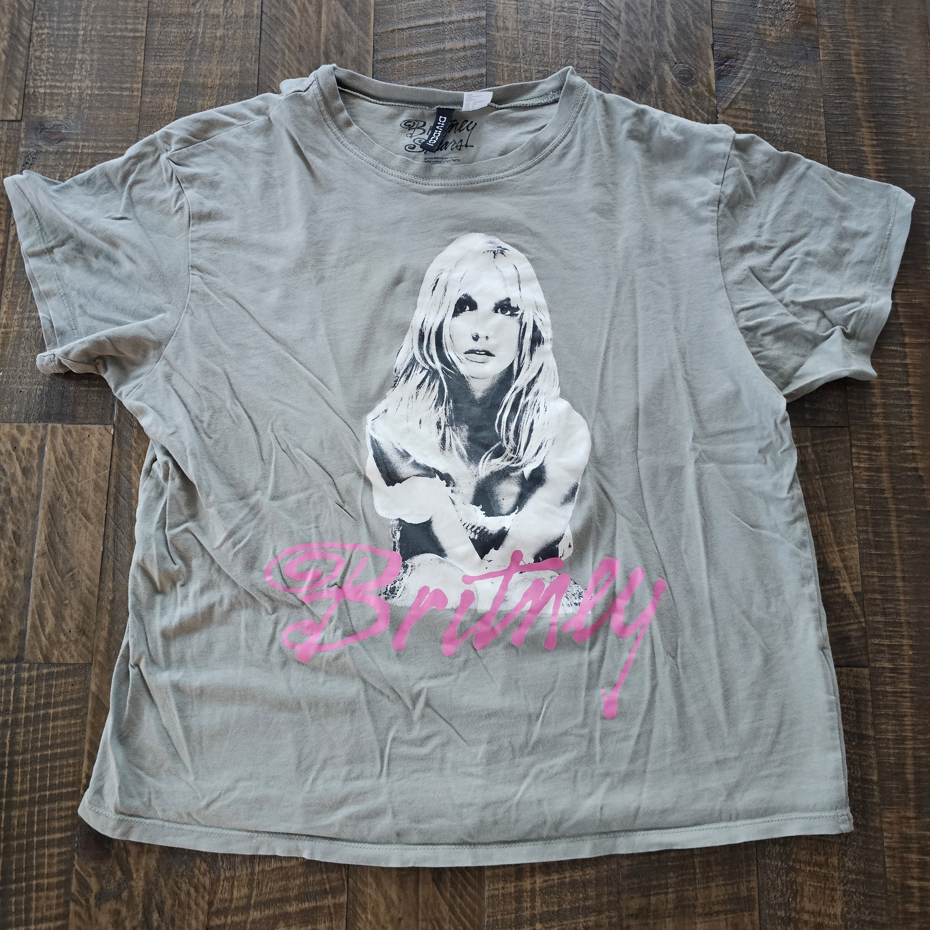 Britney Spears HM Gray Tee With Pink Graphic Britney Spears